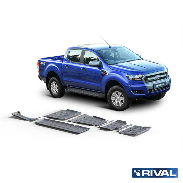 Skid Plate Set (Radiator, Engine, Gearbox, Transfer Case, Fuel Tank, Front Arms, Differential) Ford Ranger 2011-2015; 2015-2022; 2,2 l. / diesel; 3,2 l. / diesel